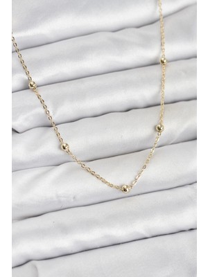 Pileli Store Pilelistore  cm Gold Renk Top Zincirli Kadın Kolye