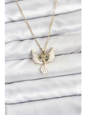 Pileli Store Pilelistore 316L Çelik Zincir Gold Renk Anka Kuşu Model Kadın Kolye - TJ-BKO10879