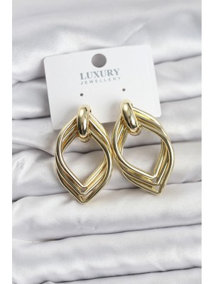 Pileli Store Pilelistore  Vintage Gold Renk Pirinç Kadın Küpe