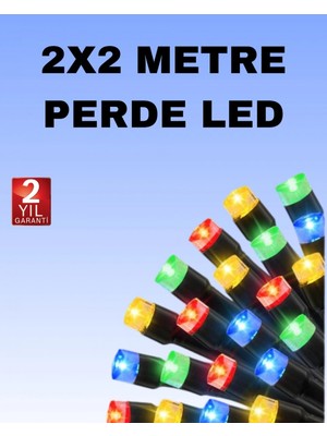 Pileli Store Noel ve Parti Dekorasyonu Için 2x2 LED Perde Işık – 8 Fonksiyonlu