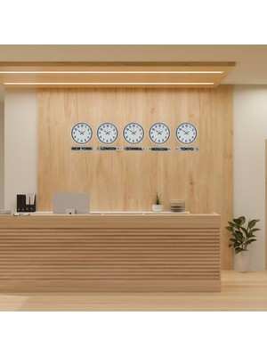 Alpotekno Classic White 36 Cm 5 li Tabelalı Dünya Saatleri