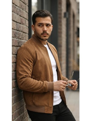 Erkek Önden Fermuarlı Içi Astarlı Süet Ceket