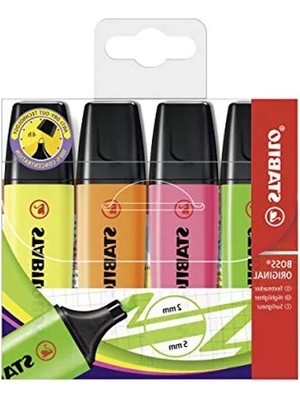 MarkEntegra Stabılo Boss Fosforlu Kalem Seti, 4'lü Paket Çeşitli Renklerle