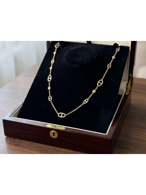 Gmn Collection Hermes Chaine Dancre Motifli Farandole Model Ithal Altın Kaplama Uzun Kolye