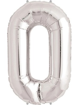 Pileli Store 0 Rakam Folyo Balon Gümüş 40 Inç