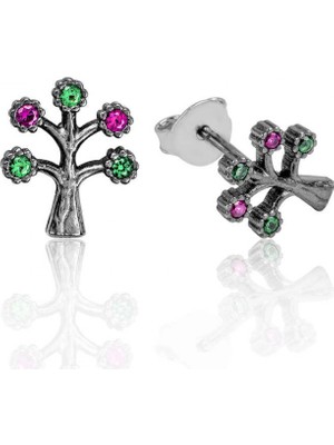 Pileli Store 925 Ayar Gümüş Hayat Ağacı Çivili Küpe EA1160111 (72)