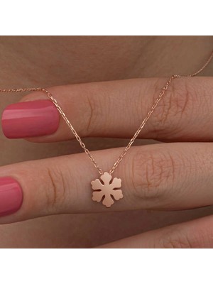 Pileli Store 925 Ayar Gümüş Rose Minimal Kar Tanesi Kadın Kolye T8657 (72)