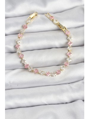 Pileli Store Pilelistore  Kare Zirkon Taşlı Gold Renk Kadın Bileklik