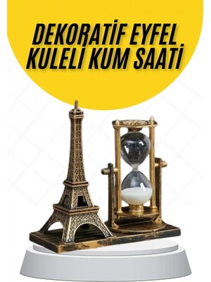 Pileli Store Dekoratif Eyfel Kulesi ve Kum Saati Vintage Tarzı Masa Süsü Biblo