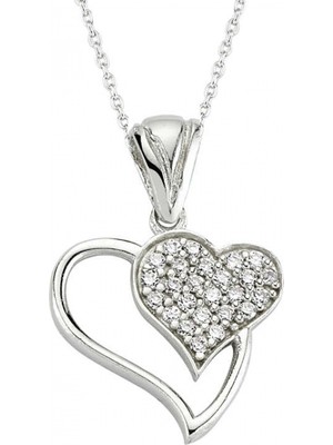 Pileli Store 925 Ayar Gümüş Kalpli Kadın Gümüş Kolye PND47138286 (72)