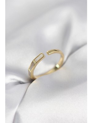 Pileli Store Pilelistore  Gold Renk Sedefli Çubuk Model Kadın Yüzük