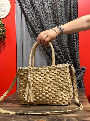 Yılday Gür Butik Hasır Inci Detaylı Çanta