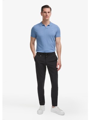 Cacharel Erkek Lacivert Slim Fit Beli Lastikli Kanvas Pantolon 50324291-VR033