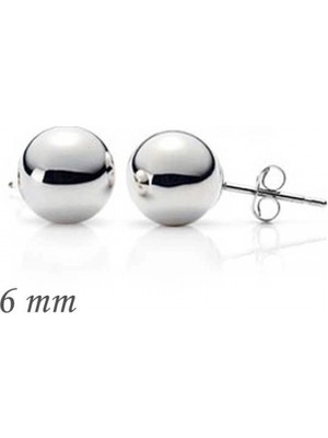 Pileli Store 925 Ayar Gümüş Top Küpe  6 mm EA1160219 (72)
