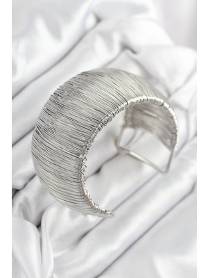 Pileli Store Pilelistore  Pirinç Tel Sarma Model Gümüş Renk Kadın Bileklilk