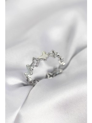 Pileli Store Pilelistore  Gümüş Renk Kelebek Model Pirinç Kadın Yüzük