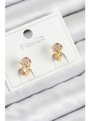 Pileli Store Pilelistore  Pirinç Zirkon Taşlı Dondurma Model Gold Renk Çocuk Küpe