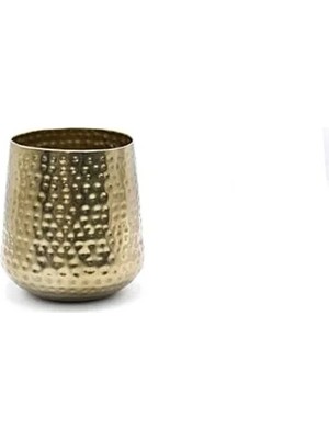MarkEntegra Büyük Boy Metal Saksı, Gold Renk, Bitki Dekorasyonu Için