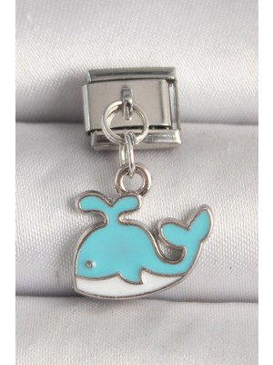 Pileli Store Pilelistore  316L Çelik Gümüş Renk Mavi Balina Model Nomination Charm