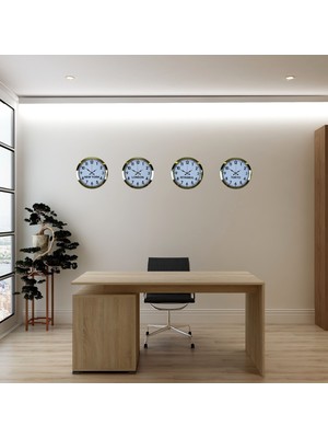 Alpotekno Gold Seri 4’lü Metal 36 cm Dünya Saatleri