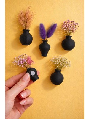 Tilekey Seramik Buzdolabı Magnet Vazo Seti 5’li – Mini Dekoratif Vazo Magnet – Çiçeksiz Tasarım – Hediyelik