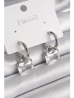 Pileli Store Pilelistore  Pirinç Gümüş Renk Sallantı Zirkon Taşlı Çanta Model Kadın Küpe