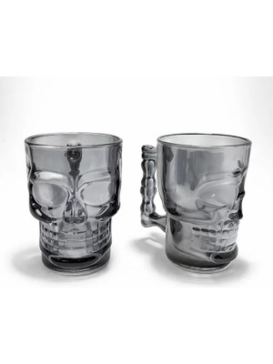 SHC4200 2'li Siyah Cam Kurukafa Kupa Bardak Seti