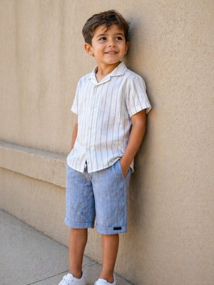 Danuna Kids Erkek Çocuk Çizgili Müslin Dokuma Şortlu Takım