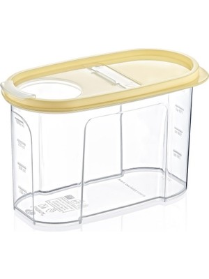 Veloxa 1.2 Litre Ölçü Çizelgeli Erzak Saklama Kabı - Pastel Renkli Pratik Kuru Gıda Kutusu Sarı 42