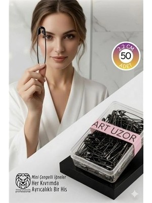 SHC4200 Siyah Mini Çengelli Iğne Seti 50 Adet - 2.2 cm Paslanmaz Metal Tasarım, Hobi Terzi