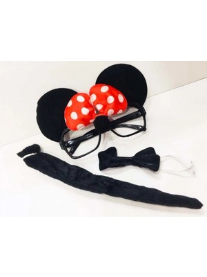 Pileli Store Minnie Mouse Gözlüğü Papyonu Kuyruğu Seti (4887)