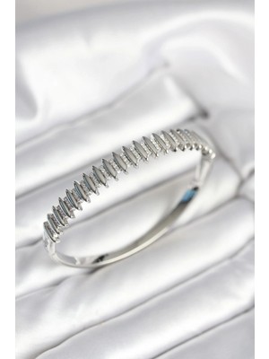 Pileli Store Pilelistore  Gümüş Renk Zirkon Taşlı Pirinç Kadın Kelepçe