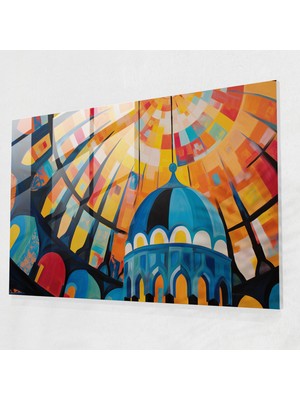 Popcasso Soyut Cami Kubbesi Temperli Cam Tablo - Modern Sanat Temalı Ev Dekorasyonu