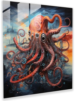 Popcasso Denizanası Temalı Temperli Cam Tablo - Su Altı Görselliği