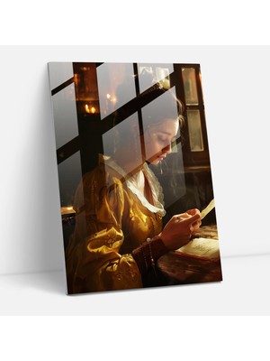 Popcasso Johannes Vermeer Temalı Cam Tablo - Duvar Dekorasyonu Için Şık Tasarım