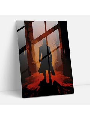 Popcasso Vintage Tehlikeli Gölge Cam Tablo - Korku Temalı Dekoratif Cam Tablo