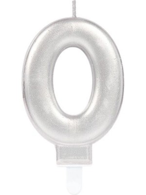 Pileli Store 0 Rakam Mum Gümüş Renk