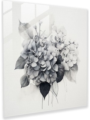 Popcasso Hortensia Karışık Medya Temperli Cam Tablo - Hortensia Fotoğrafçılığıyla Tasarlanmış Cam Duvar Tablosu