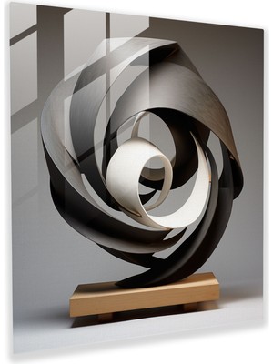 Popcasso Soyut Cam Heykel - Lentiküler Geometrik Tasarım - Döner Kayan Modern Sanat
