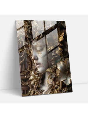 Popcasso Detaylı Desenli Temperli Cam Tablo - Maniyerizm Temalı Modern Sanat