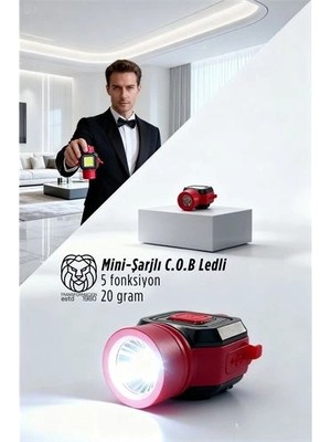 SHC4200 Ultra-Pro 5 Fonksiyonlu 600 Lümen Usb-C Şarjlı Mini LED El Feneri & Kamp Lambası 72287