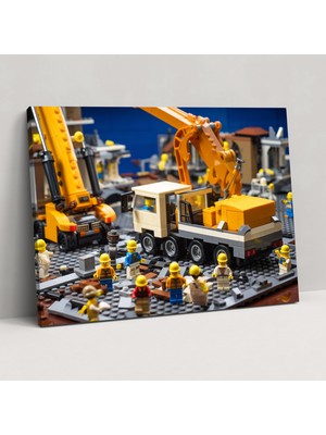 Popcasso LEGO Inşaat Cam Tablo Inşaat Sahası Figürleri