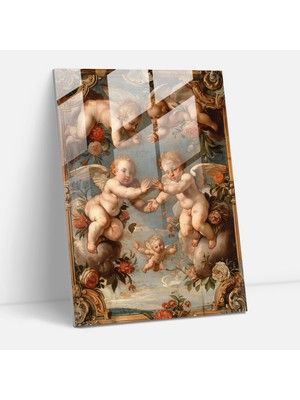 Popcasso Melekler Temalı Cam Tablo - Raffaello Sanzio Ile Modern Dekorasyon