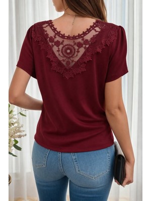 Kadın Kısa Kollu V Yakalı Viskon Bluz