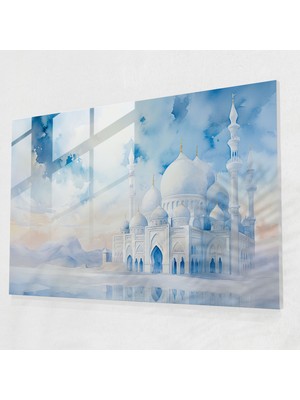 Popcasso Su Rengi Cam Tablo - Sükûnet Teması - Cam Duvar Tablosu ile Doğanın Dingin Güzelliği