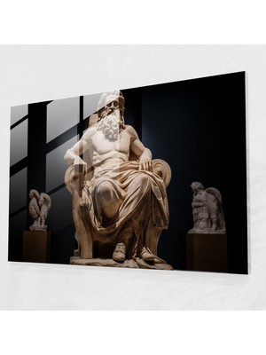 Popcasso Mitoloji Teması Cam Tablo - Tahtında Zeus - Tanrıların Kralı Duvar Dekoru