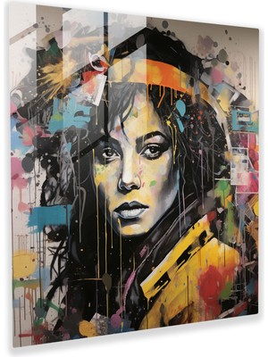 Popcasso Michael Jackson Temalı Modern Sanat Cam Tablosu - Güncel Karışık Medya Eseri