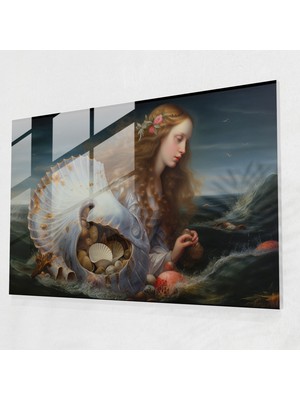 Popcasso Venüs'ün Doğuşu Temperli Cam Tablo Mitoloji Rönesans Tarzında Yorumlanmış