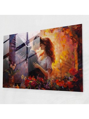 Popcasso Mitoloji Temalı Cam Tablo: Romantik Öpücük - Aşk ve Romantizm Stilinde Modern Sanat