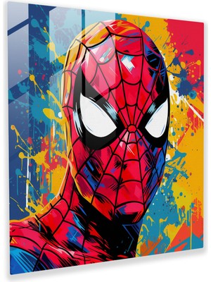 Popcasso Pop Art Spider-Man Temperli Cam Tablo - Marvel Koleksiyonu Örümcek Adam Tasarımı